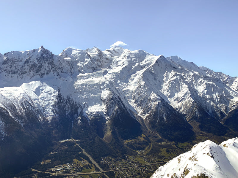 Exklusive Landschaftsfotografie des Mont Blanc Massivs von BruggerPhotography. Atemberaubendes Alpen-Panorama mit Blick auf Gletscher und Berggipfel, erhältlich als Fine-Art Print, Leinwand oder Acrylglas.