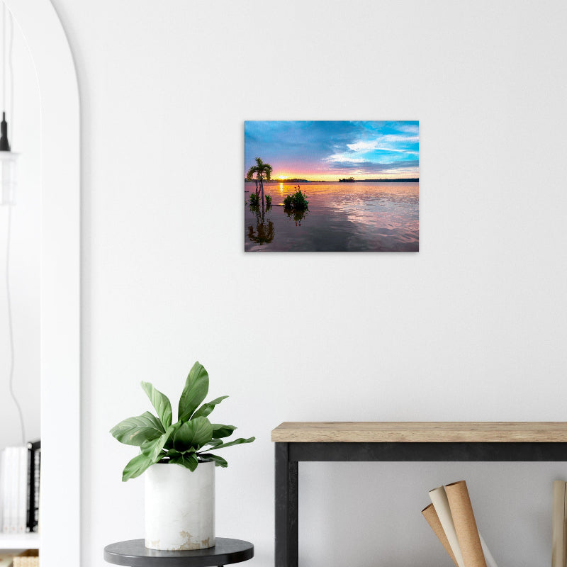 Mockup: Sonnenuntergang über dem Petén-Itzá-See in Guatemala.